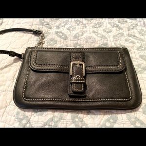 Coach large black wristlet